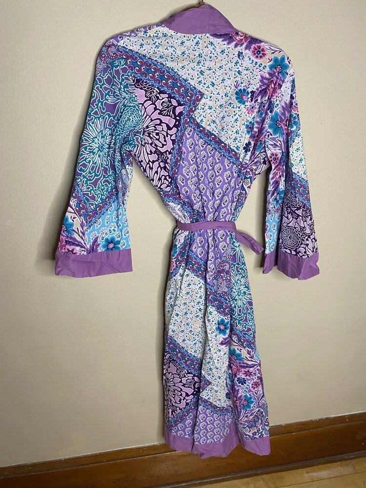 Soft Surroundings Purple Patchwork Robe - Picture 12 of 13